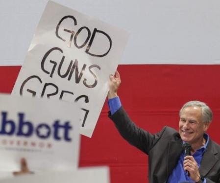 “Dios arma a Greg”, el lema de campaña de Greg Abbott en las elecciones a gobernador de 2014