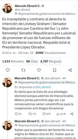 El canciller Marcelo Ebrard rechaza propuesta de senadores estadounidenses que promueven el uso de fuerzas militares en la frontera