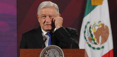 Andrés Manuel López Obrador, presidente de México, encabeza la conferencia mañanera en Palacio Nacional