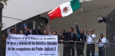 Trabajadores del Poder Judicial, en agosto pasado durante su protesta contra la desaparición de fideicomisos/CUARTOSCURO/