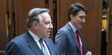 El líder del Gobierno de Quebec, Francois Legault, y el primer ministro canadiense Justin Trudeau