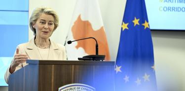 Ursula Von der Leyen anunciando este viernes el corredor marítimo con ayuda internacional para Gaza