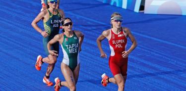 Rosa María Tapia durante la competencia de carrera