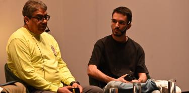 Alberto Ortega, rescatista, durante la presentación del documental en el Hay Festival