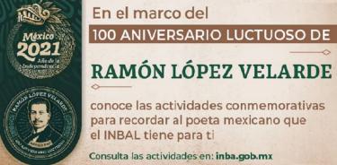 Calendario de actividades para conmemorar el centenario luctuoso de Ramón López Velarde