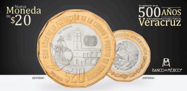 Banxico conmemora 500 años de Veracruz con nueva moneda de 20 pesos