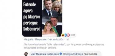 Bolsonaro se burla en las redes de la mujer de Macron