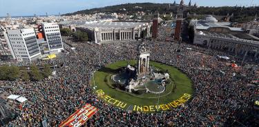 Baja la participación en la manifestación independentista en Cataluña