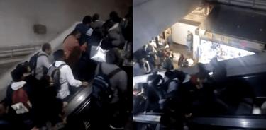 Caos y miedo por falla en escalera del Metro