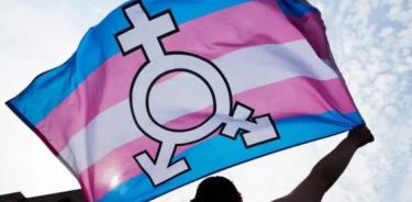 Imagen de archivo de una persona ondeando una bandera trans y de género neutro.