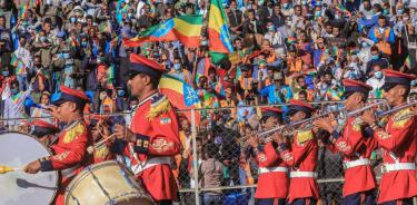 Acto en Adís Abeba para despedir a nuevos reclutas hacia la guerra contra los rebeldes de Tigray, el 5 de noviembre de 2021.
