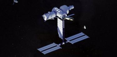 La configuración de línea de base de Blue Origin y Sierra Space Orbital Reef (segunda mitad de la década de 2020): Módulo central, Mástil de energía, LIFE, Nodo y Módulo de ciencia.