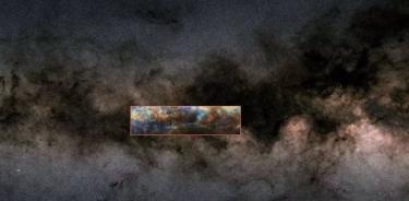 Esta imagen muestra una sección de la vista lateral de la Vía Láctea medida por el satélite Gaia de la ESA.