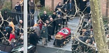 Imagen aérea del funeral fascista celebrado este lunes.