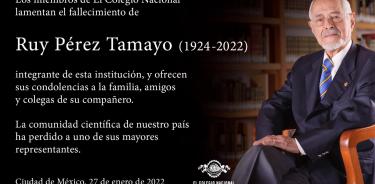 Ruy Pérez Tamayo fue un miembro muy activo en El Colegio Nacional.