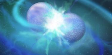 Impresión artística de un raro evento de fusión estelar entre dos estrellas enanas blancas.