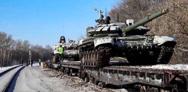 Un tanque ruso en la región de Voronezh, en una captura de un video de la secretaría de Defensa de Rusia, este miércoles 16 de febrero.