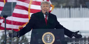 Donald Trump, durante el incendiario discurso que dio a seguidores suyos previo al asalto al Capitolio en Washington, el 6 de enero de 2021.