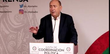 Rubén Moreira Valdez, presidente de la Jucopo, anuncia reunión con Delfina Gómez, titular deSEP.
P