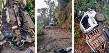 Imágenes que muestran cómo quedó el vehículo del ejército colombiano atacado la noche del 19 de abril en Frontino, Antioquia.
