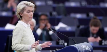 La presidenta de la Comisión Europea, Ursula Von der Leyen, este miércoles 4 de mayo de 2022 en el Parlamento Europeo en Estrasburgo, Francia.