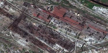 Vista satelital de la asediada acería Azovstal, en Mariúpol