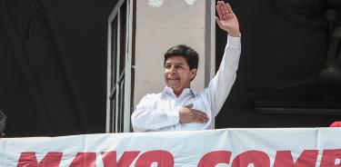 El presidente de Perú, Pedro Castillo, ofrece un mensaje con motivo del Día Internacional del Trabajo, en Lima, el 1 de mayo de 2022.
