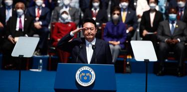 El presidente surcoreano, Yoon Suk-yeol, durante su toma de posesión, este martes 10 de mayo de 2022 en Seúl.