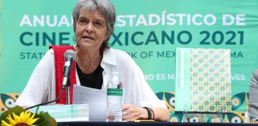 María Novaro presenta el Anuario Estadístico de Cine Mexicano 2022.