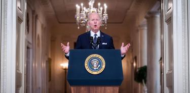 El presidente de EU, Joe Biden, ofrece un discurso en la Casa Blanca sobre control de armas este jueves 2 de junio de 2022.