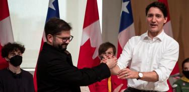 El chileno Gabriel Boric y el canadiense Justin Trudeau mostraron buena química en Ottawa, antes de viajar a Los Ángeles
