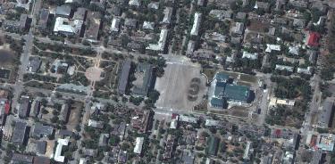 Una imagen satelital muestra un edificio bombardeado por Rusia en Severodonetsk, Lugansk, Ucrania, el 6 de junio de 2022.