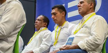 Exmilitares colombianos citados durante el segundo día de audiencia pública ante la Jurisdicción Especial para la Paz, este martes 19 de julio de 2022 en Valledupar, departamento del Cesar.
