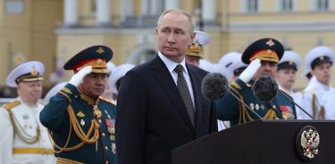 El dictador ruso, Vladímir Putin, durante la presentación de su nueva doctrina naval, este domingo 31 de julio de 2022 en San Petersburgo.