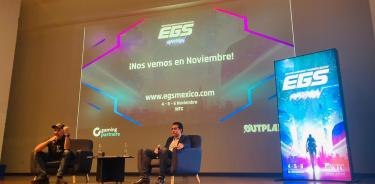 Jorge Lizárraga, CEO de 'Gaming Partners' y Mario Valle Reyes, cofundador original de EGS en la presentación del evento