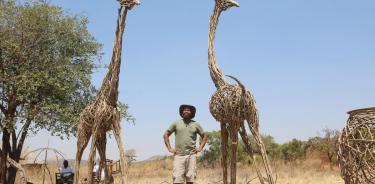 Esculturas de jirafas.