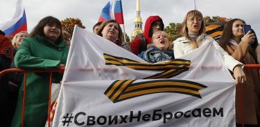 Ruas se manifiestan el viernes en San Petersburgo a favor de la guerra contra Ucrania y de la anexión de los territorios ocupados.