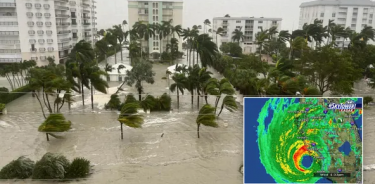 Inundaciones por lluvias torrenciales y marejada en Fort Myers, en la costa suroccidental de Florida