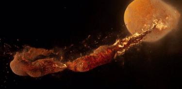 Efectos de formación lunar tras el impacto gigante en la Tierra.