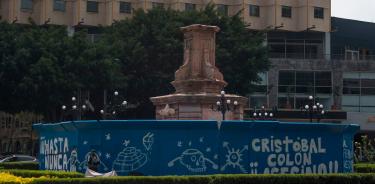 Basamento donde se ubicaba una estatua de Cristóbal Colón en la CDMX