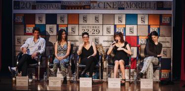 En conferencia de prensa la directora acompañada de los actores Emilia Ramírez Berjón, Abril Michel, Nicolasa Ortíz Monasterio y Alberto Guerra