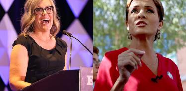 La demócrata y gobernadora electa de Arizona, Katie Hobbs, y la trumpista Kari Lake