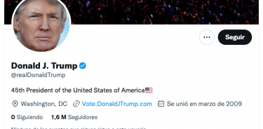 Captura de pantalla de la cuenta oficial de Trump en Twitter, este sábado 19 de noviembre de 2022 a las ocho de la noche.
