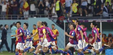Japón celebra su triunfo sobre la selección de España.