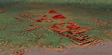 Recreación del asentamiento maya descubierto.