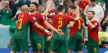 Gonçalo Ramos de Portugal celebra un gol contra Suiza en el partido de los octavos de final del Mundial de Futbol Qatar