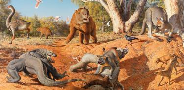 Recreación de la megafauna de Australia.