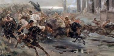 Cuadro de Ulpiano Checa. La invasión de los bárbaros o La entrada de los hunos en Roma.