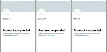 Captura de pantalla de algunas de las cuentas de Twitter de periodistas prominentes suspendidas este jueves 15 de diciembre de 2022.