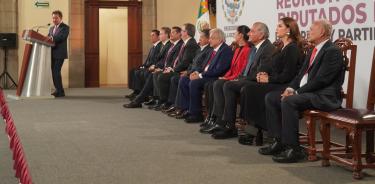 Ignacio Mier Velazco, coordinador de Morena en la Cámara de Diputados, en reunión con el presidente López Obrador en Palacio Nacional.